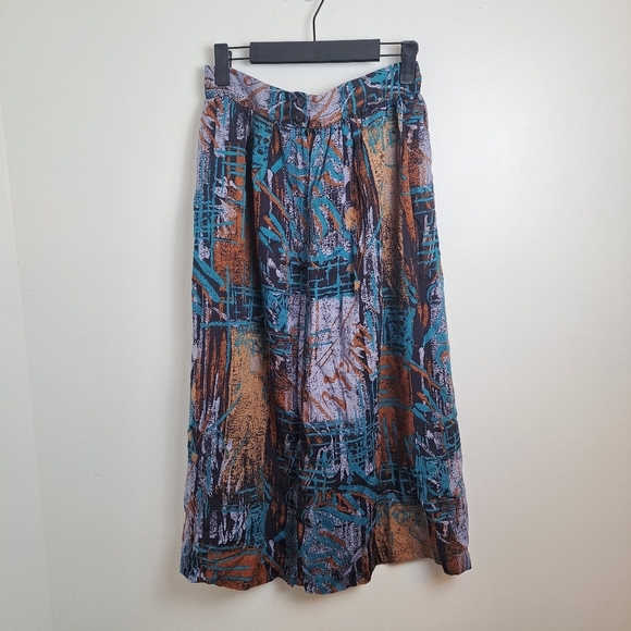 Lasting Impressions Multicolor Artsy Whimsygoth Lightweight Flowy Midi Skirt 6 - Picture 3 of 6